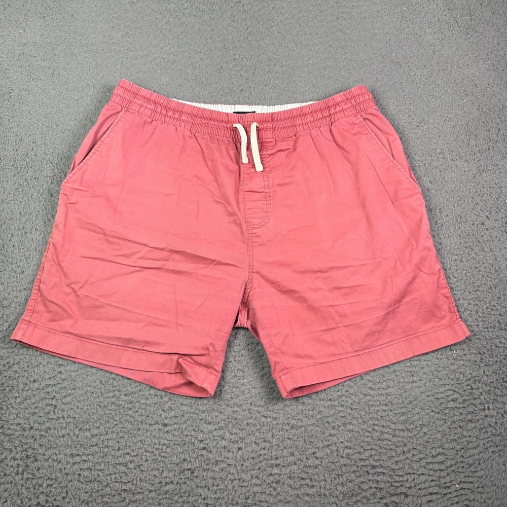 J.Crew Dock Shorts Mens L 6" Pink Elastic Waist Drawstring Cotton Twill AW990
